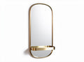Goudkleurige ronde spiegel met metalen plank 60 x 30 x 10cm