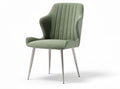 Stoel met groene stof bekleding en metalen poten 45 x 55 x 85cm