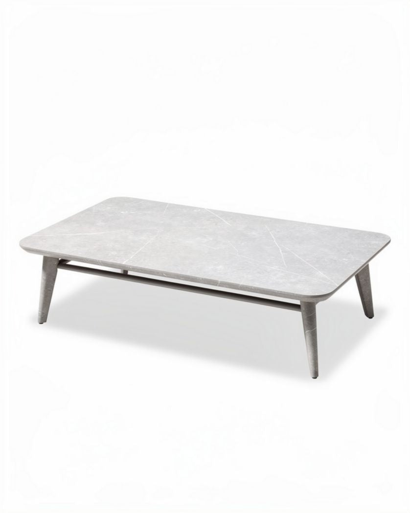 Salontafel van marmer materiaal in lichtgrijze kleur 120 x 60 x 40cm