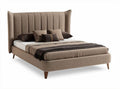 Gestoffeerd bed met hoofdbord en kussens in bruin 200 x 160 x 120cm