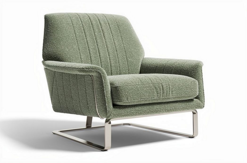 Groene fauteuil met metalen frame en stoffen bekleding 80 x 80 x 75cm
