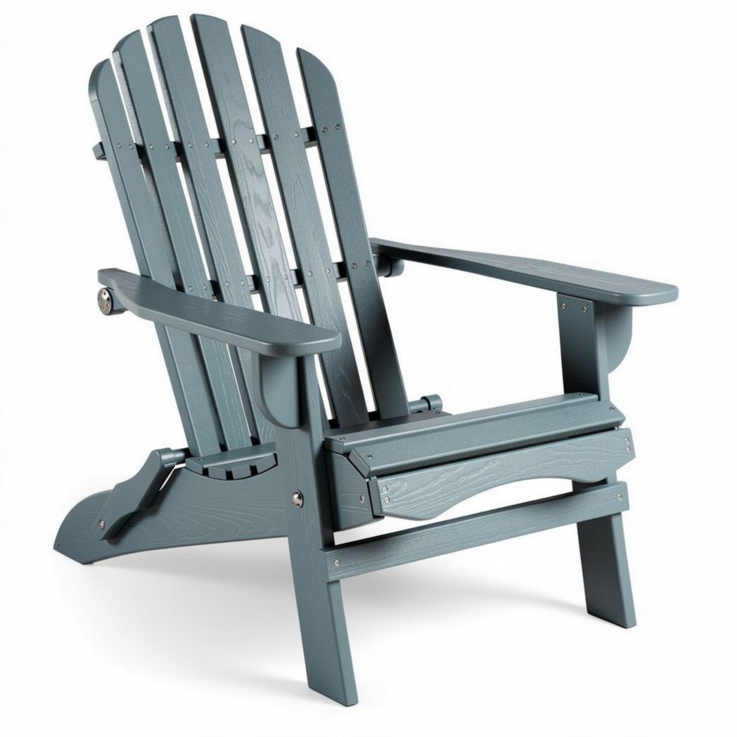 Houten Adirondack stoel in grijs voor buitengebruik met afmetingen 75 x 80 x 90cm