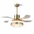 Plafondventilator met lamp en witte bladen 40 x 40 x 30cm goudkleurig