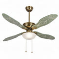 Ventilator met glazen lamp en bladmotief in bronskleur 60 x 60 x 30cm