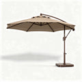 Zandkleurige parasol met verstelbare arm en metalen voet 250 x 250 x 250cm